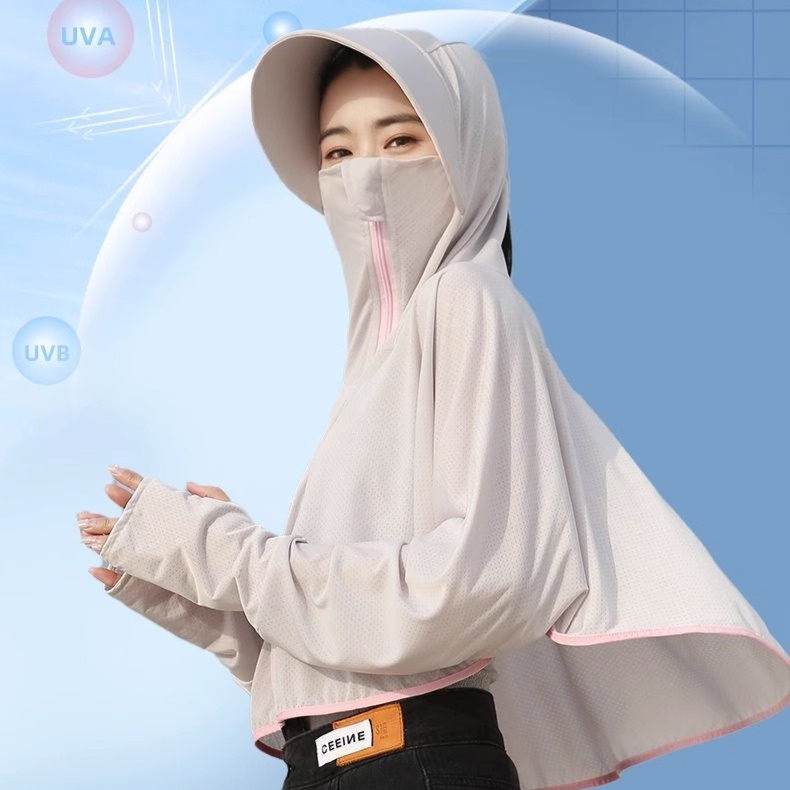 Áo chống nắng dài tay tà cánh dơi kèm mũ khẩu trang lớn chống nắng tối đa sozo WM JK002V1