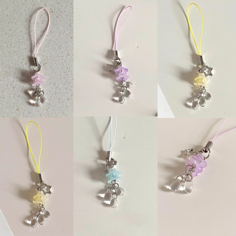 Winn diy handmade cute phone charm y2k women star mặt dây chuyền keychain dây đeo dây buộc
