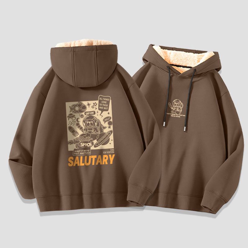 Áo Hoodie Lót Lông Cừu Dày Dặn plus size Cho Nam