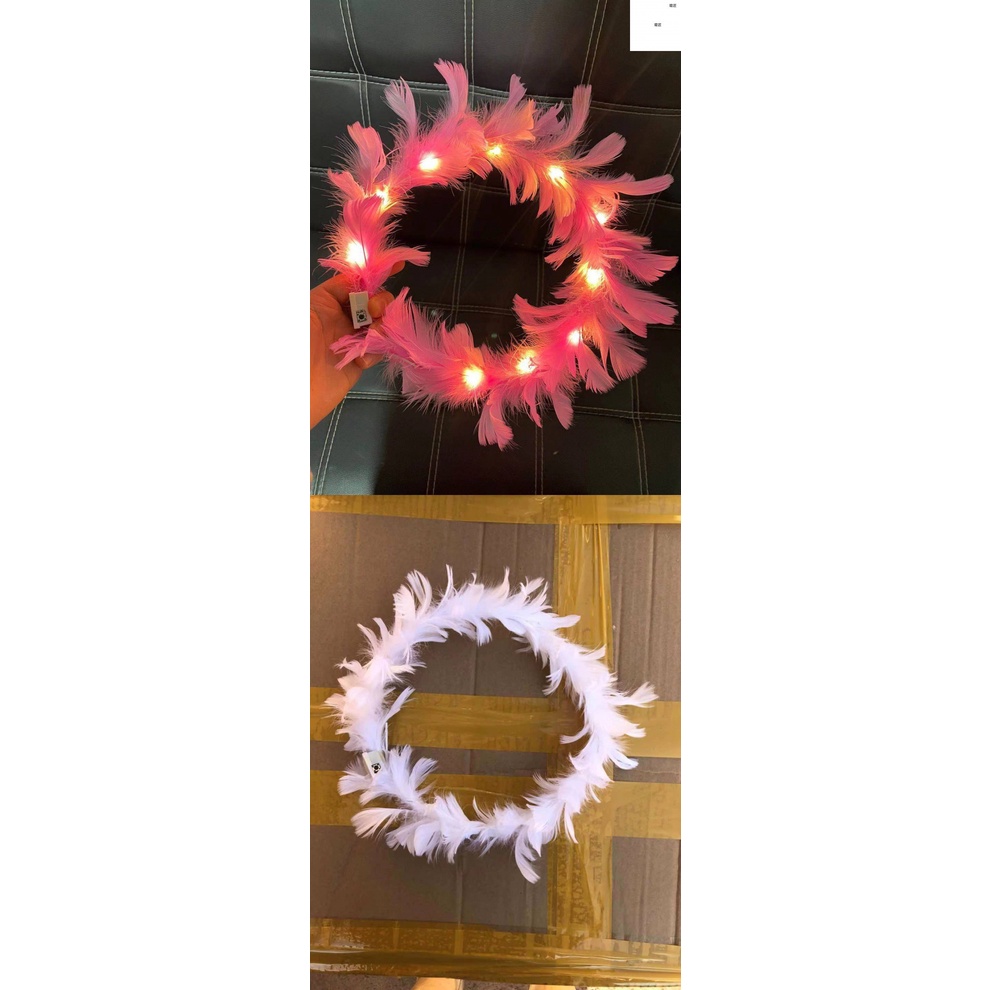 Băng đô ánh sáng có sừng phát sáng, vòng hoa đội đầu sáng bóng, kẹp tóc sừng băng đô vòng hoa