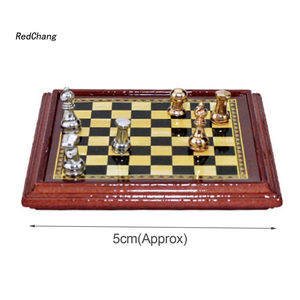 Bộ Cờ Vua Mini Bằng Hợp Kim Tỉ Lệ 1: 12 Dùng Trang Trí Nhà Búp Bê