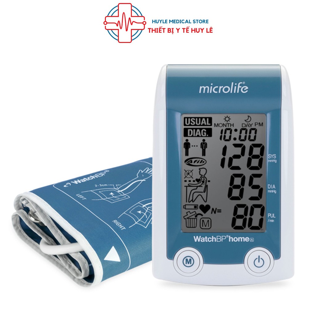 Máy đo huyết áp bắp tay Microlife Watch BP Home A có phát hiện rung nhĩ  - HuyLe