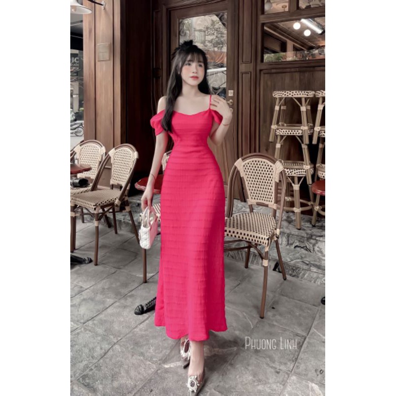 Váy Body 2 dây tay dơi dáng dài sang chảnh