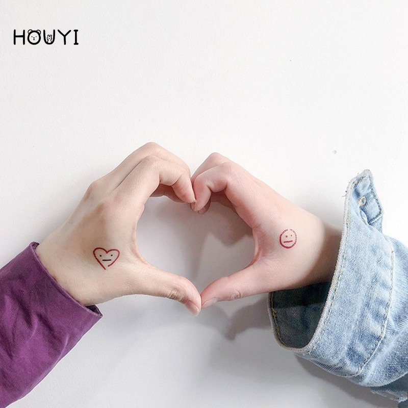 Miếng Dán Hình Xăm Tạm Thời / Hình Học Họa Tiết Hoạt Hình Màu Đen Chống Nước Dùng Một Lần DIY