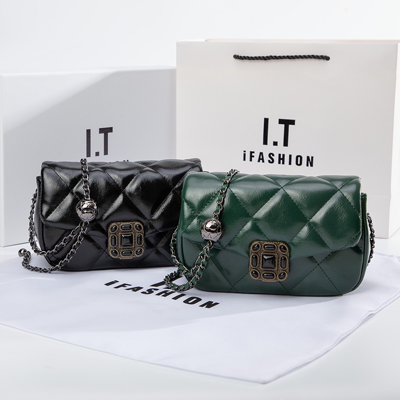 Túi Đeo Chéo Dây Xích Đính Hạt Kim Cương Nhỏ Nhắn Xinh Xắn Dành Cho Nữ