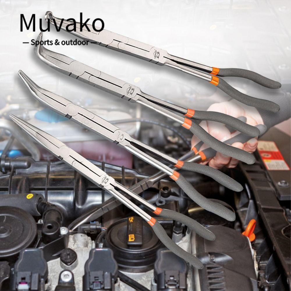 Muvako Kìm Thẳng Mũi Dài 25 / 45 / 90 Độ Bằng Thép Carbon Chống Trượt Dùng Sửa Chữa Máy Móc