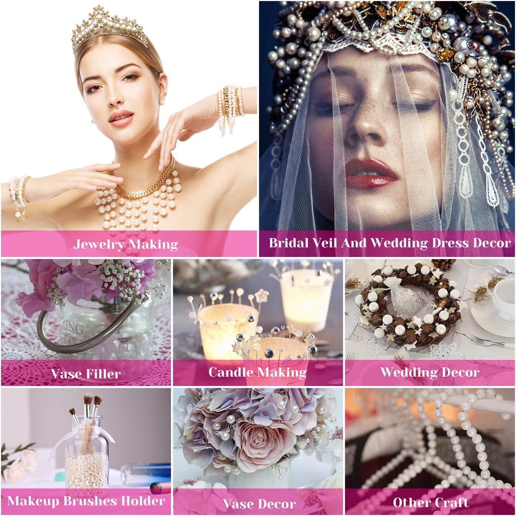 Set 5-600 Hạt Ngọc Trai Nhân Tạo Dùng Làm Trang Sức DIY 3-14mm