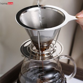 Cà phê lọc phễu xỉ trà có thể tái sử dụng 304 nón thép không gỉ giỏ lọc cà phê lưới lọc rót qua cà phê dripper homelove