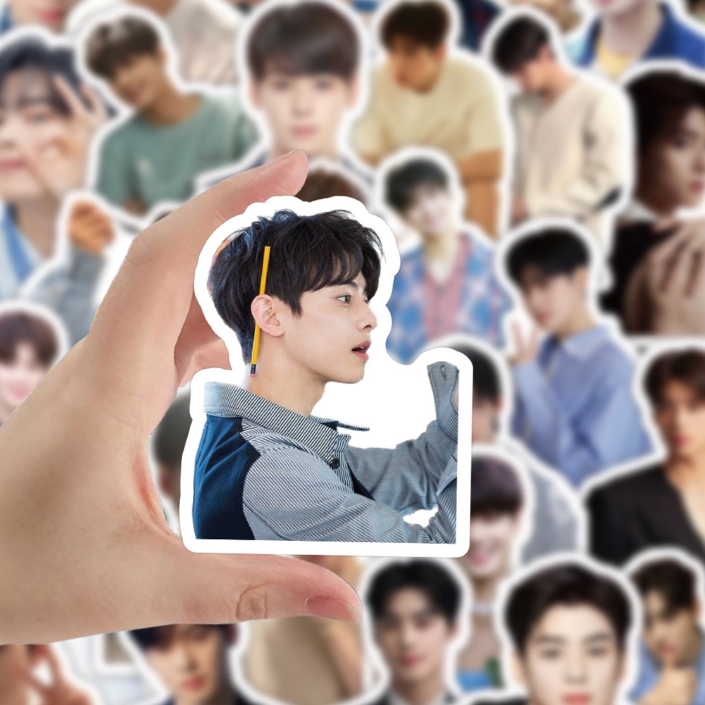 Bộ 60 Hình Dán Graffiti Kpop Cha EunWoo Trang Trí Điện Thoại / Laptop / Sổ Tay Ghi Âm Quà Tặng Cho Trẻ Em