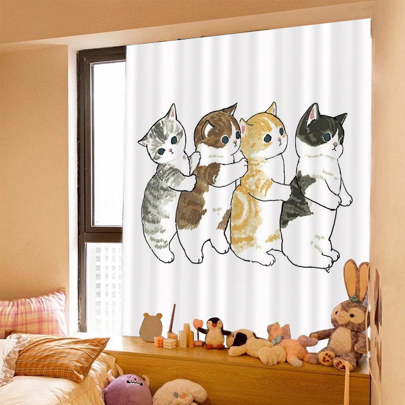 Rèm Vải Khoen Lỗ, Khoen Ri Đô, Rèm Dán 4 CHÚ MÈO Chống Nắng Hiện Đại