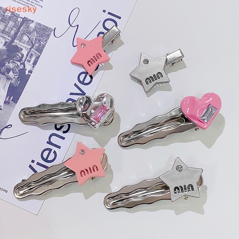 Kẹp Tóc Hình Ngôi Sao Năm Cánh Đính Pha Lê Màu Hồng Xinh Xắn Cho Nữ