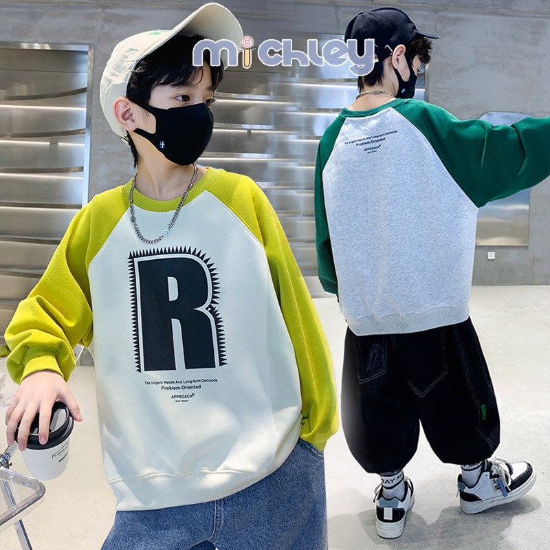 Michley Áo sweater Ghép Nối Phong Cách Nước Ngoài Thời Trang Mùa Thu Mới Dành Cho Bé Trai