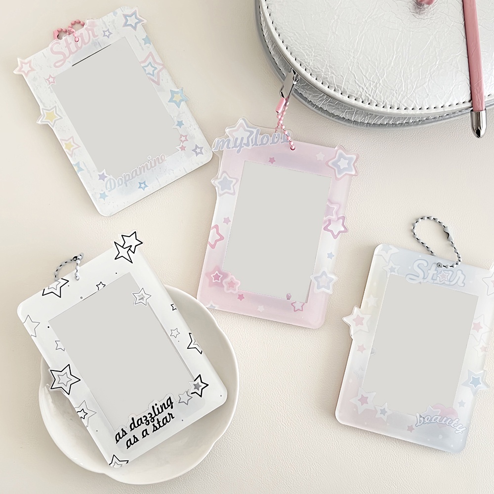 Card sleeve display holder photo protection case mặt dây chuyền phim hoạt hình ngọt ngào dễ thương keychain