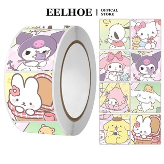 EELHOE 20/25mm 500 Cái Sticker Sanrio Sổ Tay Laptop Sticker Niêm Phong Hành Lý Hoạt Hình Dễ Thương Kuromi My Melody Sổ Tay Chất Liệu Hình Trang Trí Diy miiki_vn