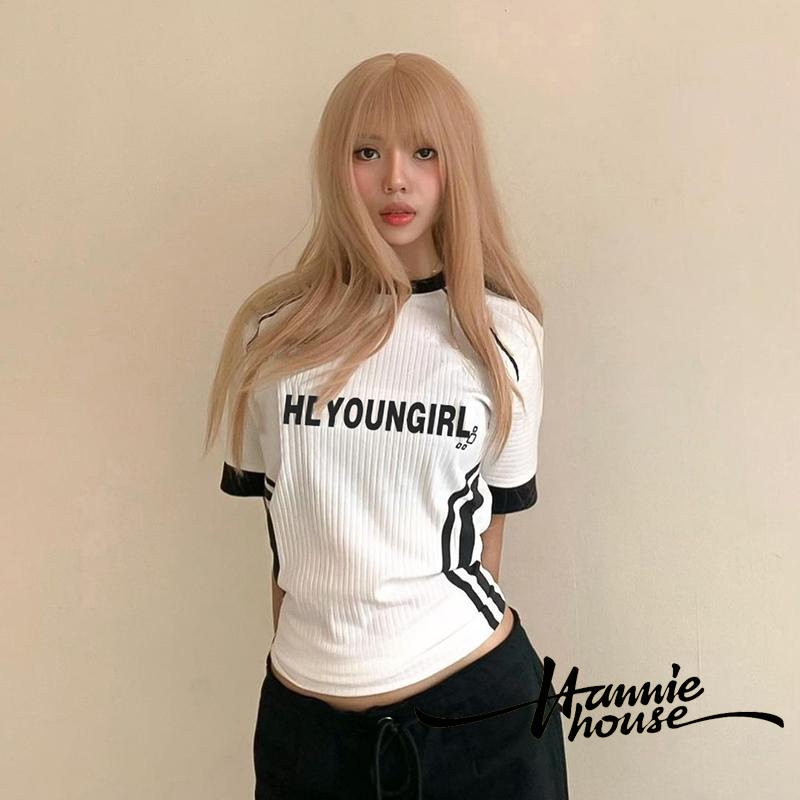 Áo Thun Tay Ngắn Màu Sắc Tương Phản Thời Trang Cho Nữ
