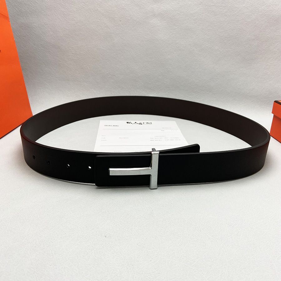 FOAS high-end Tom Ford TF men's belt business casual belt ins brand pure black leather pants belt 3.8CM