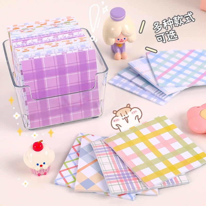 Set 80 tờ Giấy Note Pad Ghi Chú Kẻ Caro Màu Sắc Dễ Thương