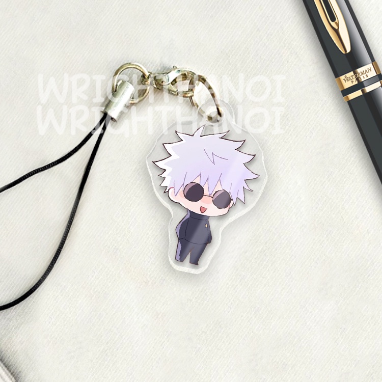 Móc treo điện thoại, dây đeo điện thoại, móc khóa acrylic Jujutsu Kaisen Gojo Satoru anime chibi cute trang trí ba lô