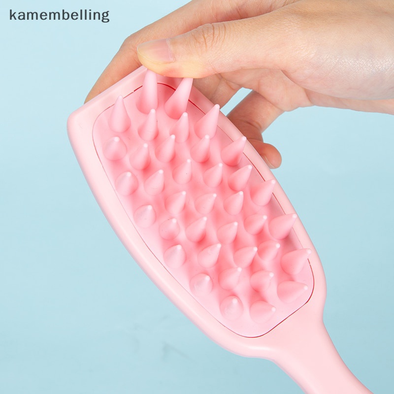 Kamembelling đầu silicon mềm lược massage da đầu tay cầm silicone làm sạch lược gội đầu bàn chải massage cho tiệm rửa đầu en