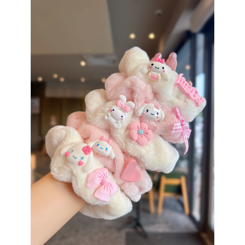 Sanrio Dây Cột Tóc Màu Trắng Mềm Mại Họa Tiết Hoạt Hình Cho Nữ