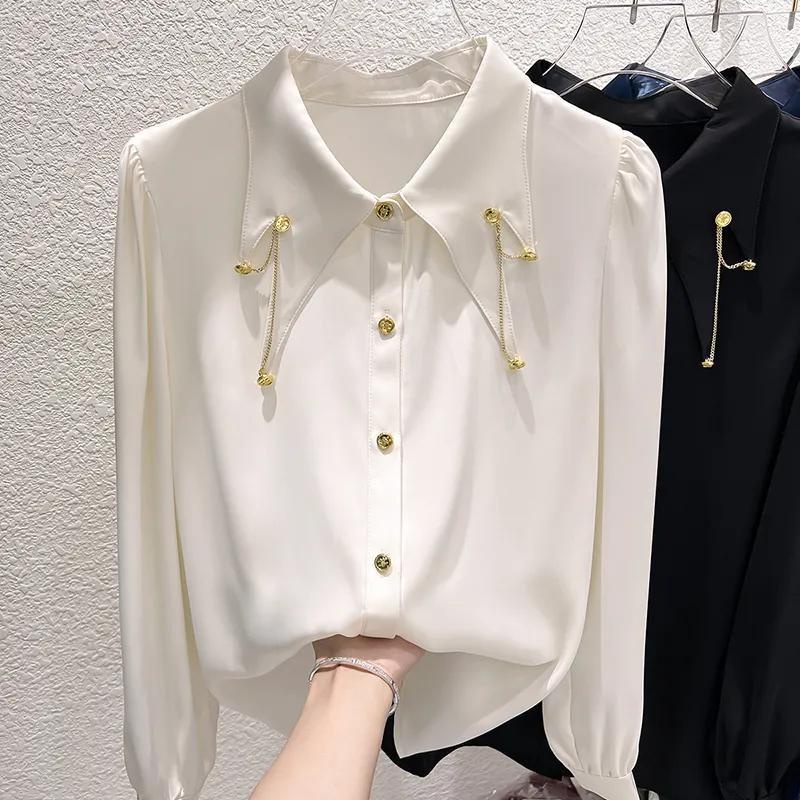 Áo Sơ Mi Chiffon Tay Dài Màu Trơn Thời Trang Mùa Thu