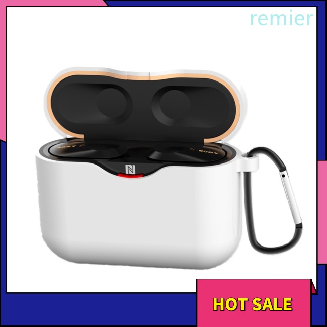 Re silicone case cho sony wf-1000xm3 bluetooth earphone charging box cover soft shell with anti-lost hook