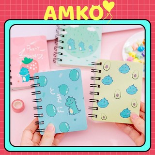 Sổ Tay Mini Tiện Lợi Gáy Lò Xo, Sổ Nhỏ Ghi Chép Cầm Tay Nhiều Mẫu Hoạt Hình, Bơ, Khủng Long, Gấu Xinh Kiểu Hàn AMKO SN05