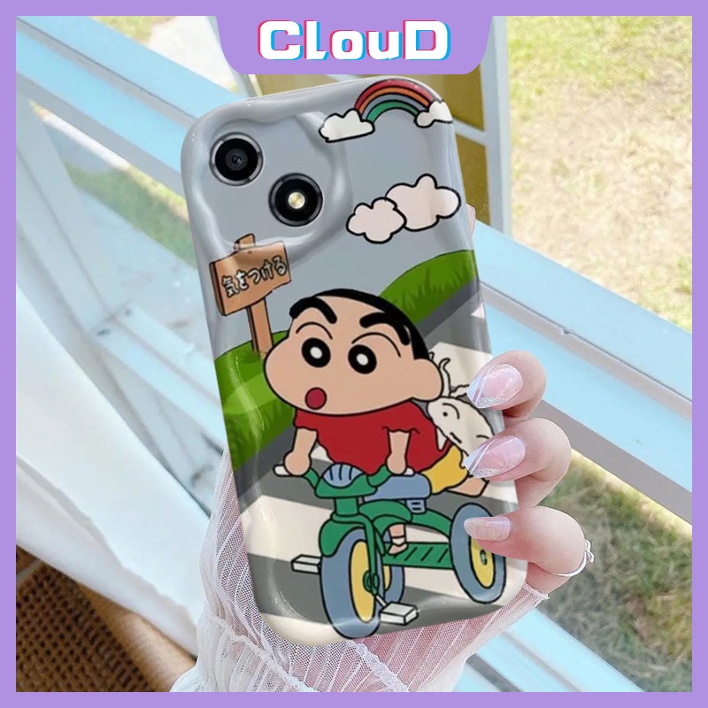 Đối với realme c25y c31 c3 c30 c1 c20 c35 c25 c12 c53 c11 c55 6i 9i c15 c21y c21 c33 5i 5s 7i 5 c25s c20a c2 3d gợn sóng cặp đôi cạnh cong phim hoạt hình hài hước bút chì màu shin-