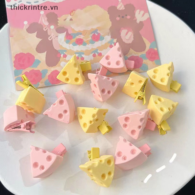 Thi 4 cái kẹp tóc kawaii màu vàng hồng phô mai cho bé gái kẹp tóc dễ thương kẹp tóc nhỏ mini mũ nón phụ kiện tóc vn