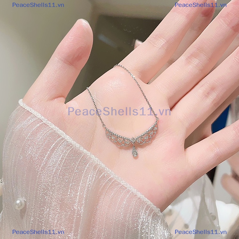 Peaceshells pháo hoa lâu đài ren vòng cổ tua xương đòn chuỗi zircon pha lê mặt dây chuyền vòng cổ thời trang y2k quà tặng trang sức.