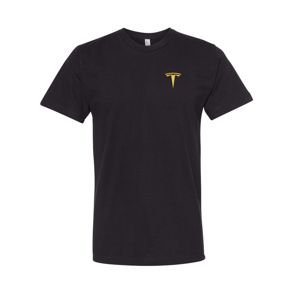 Tesla gold logo front back tshirt vận chuyển