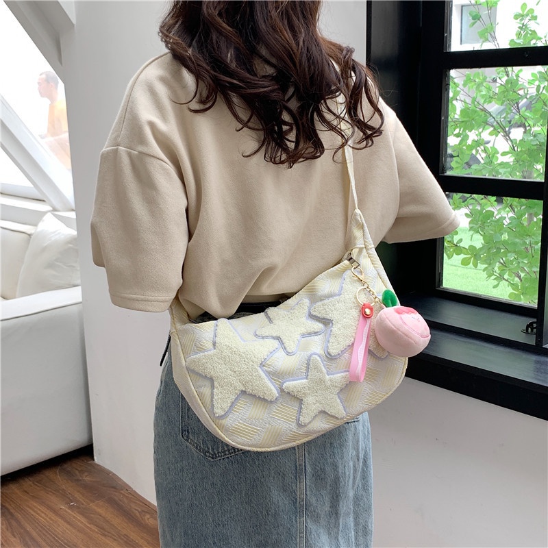 SHIHUI All-match nhật bản túi vải thường túi cô gái dễ thương túi thời trang messenger túi đeo vai ngôi sao năm-điểm mới