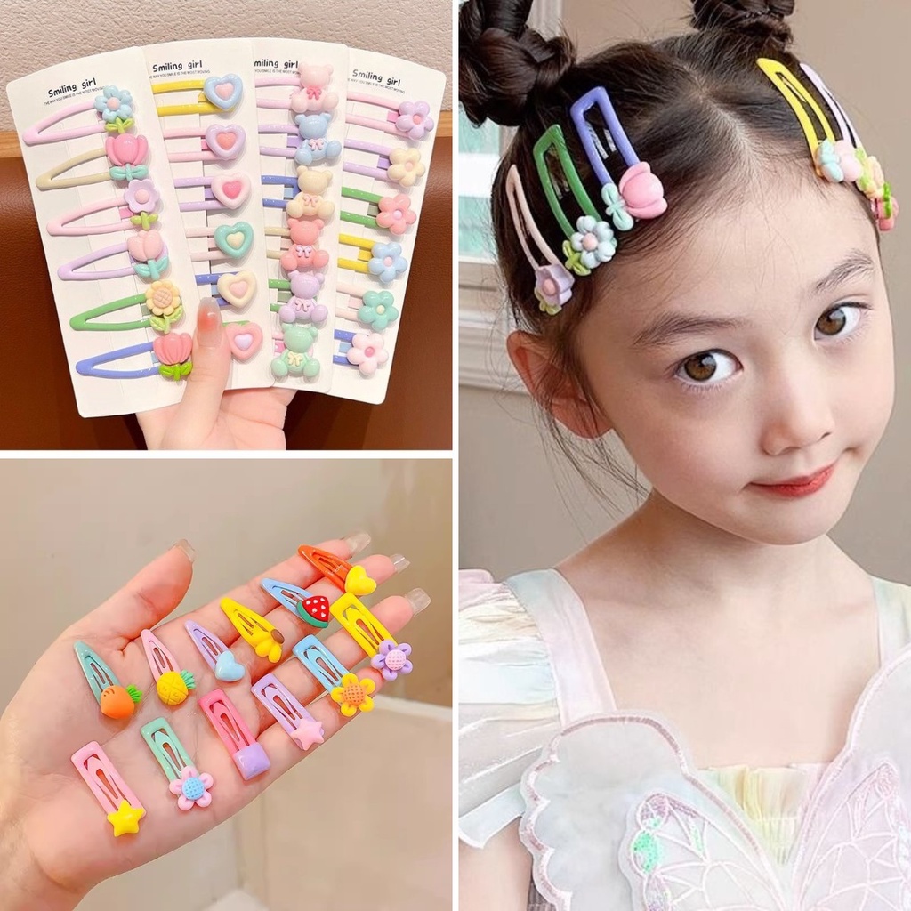 Kẹp tóc trẻ em đầy màu sắc cho bé gái bộ ghim tóc ngọt ngào trượt tóc dễ thương kẹp tóc hoa tình yêu kẹo bb kẹp