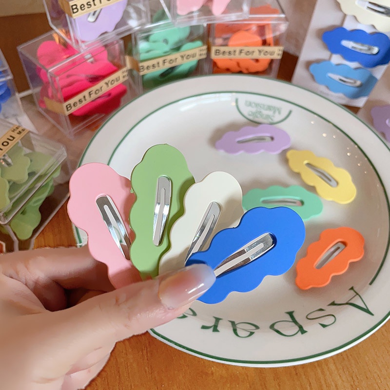 Kẹp tóc netflix kẹo màu mới mây bb clip sóng đơn giản tóc mái bị gãy thẻ tóc nhỏ kẹp