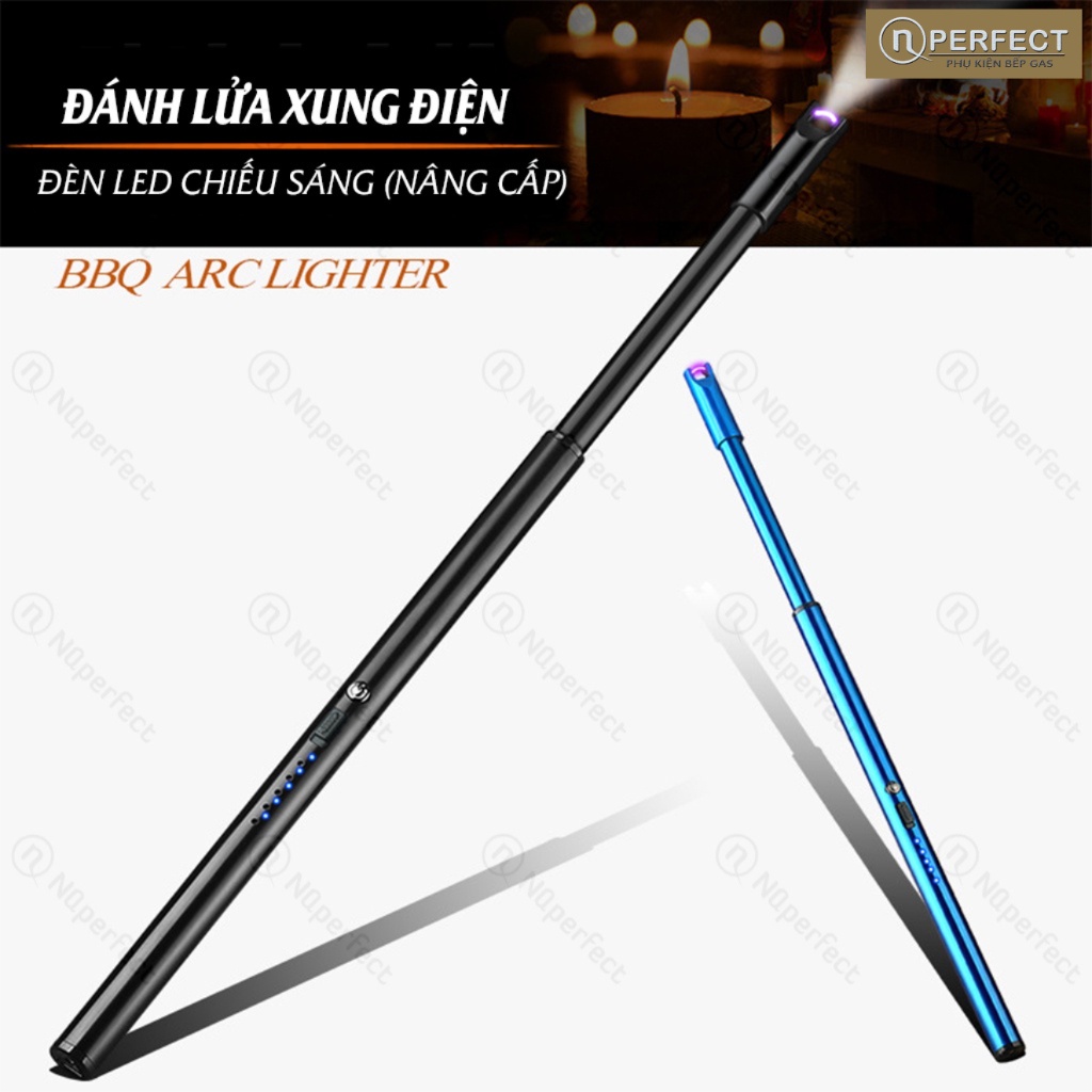 @phukienbepgas- Cây mồi đánh lửa xung hồ quang điện Jinlun JL871 -Phiên bản nâng cấp Đèn LED chiếu sáng dài 40cm an toàn