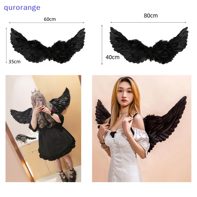 Qurange 1pc đôi cánh thiên thần trắng đen cánh lông vũ người lớn trẻ em quà tặng sinh nhật cosplay ror