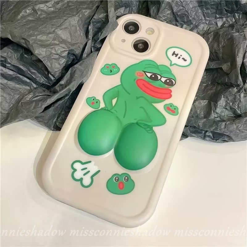 Phim hoạt hình 3d giải nén hạnh phúc trà sữa cặp đôi ếch vui nhộn vỏ điện thoại tương thích cho iphone 6 6s 7 8 plus xr 12 14 11 13 pro max 11 pro max x xs max se véo khuôn mặt bóng