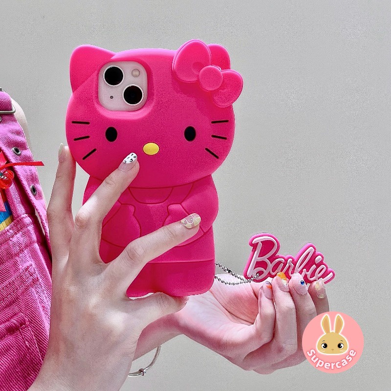 Glitter barbie hellokitty case cho iphone 14 13 11 12 pro max xr x 7 8 6 6s plus xs se 14 plus se 2020 12 13 mini silicone soft cover anti-fall pink hello kitty phone case cover