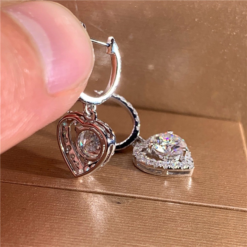 Khuyên Tai Hình Trái Tim Đính Đá Zircon Chất Lượng Cao Cho Nữ