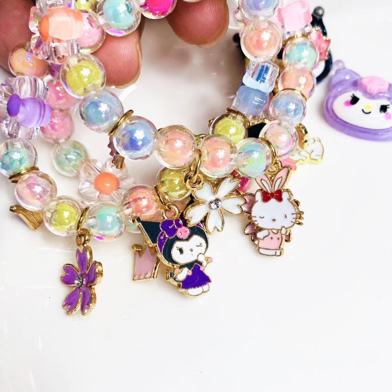 Phụ kiện trẻ em thời trang kuromi hello kitty giai điệu phim hoạt hình hoa nhiều màu hạt vòng tay trẻ em