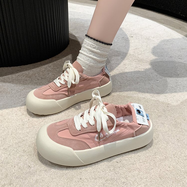 All-match ngón chân tròn miệng trung thể thao giày thường dây đeo chéo nhẹ hàng ngày mặc bên ngoài nền tảng đế giày thể thao nữ