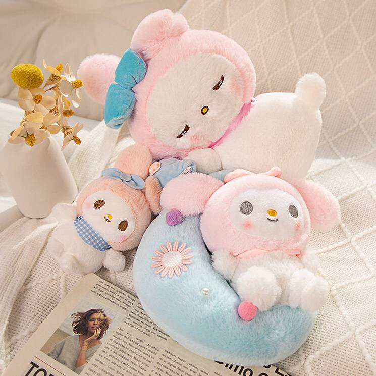 Doly sanrio Thú Nhồi Bông Hình Mặt Trăng / Thỏ kuromi melody Dễ Thương Cho Bé Gái