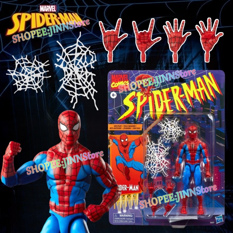 - Jn - hasbro ml web spider man action figures retro-style cardback edition spiderman mô hình đồ chơi sưu tầm quà tặng sinh nhật