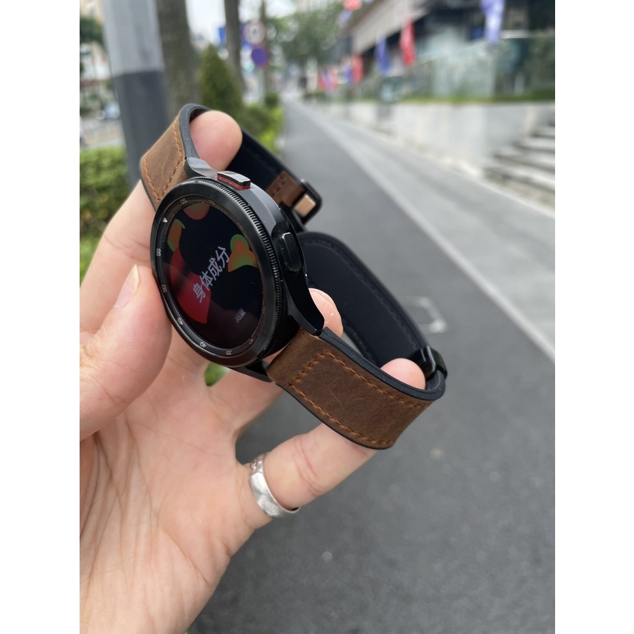 Thích hợp cho samsung galaxy watch 6 5 4 43mm 47mm 40mm 44mm dây da active 2 3 dây đeo khóa từ có thể gập lại bằng da