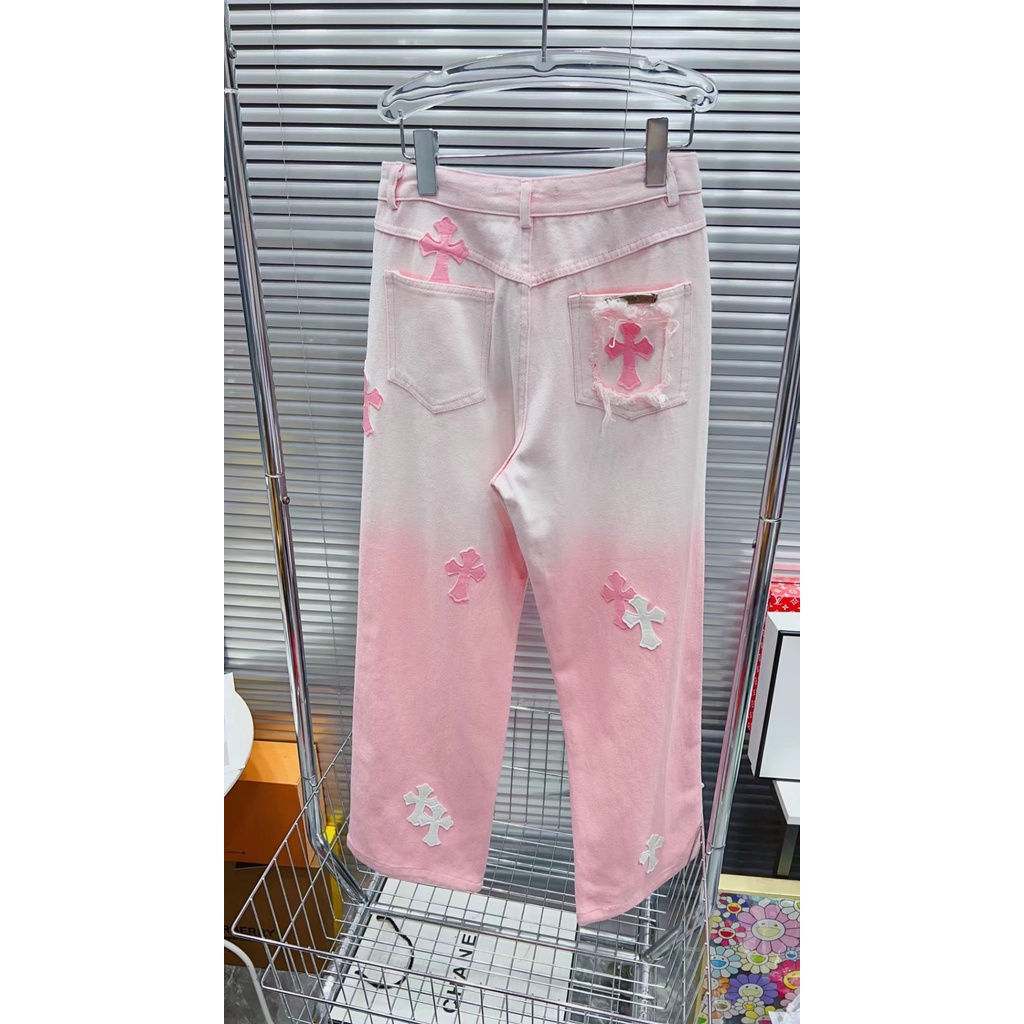 PGPK Chrome Hearts 23 autumn and winter New peeling embroidery logo decorative design fashion all-match straight pants women's jeans simple