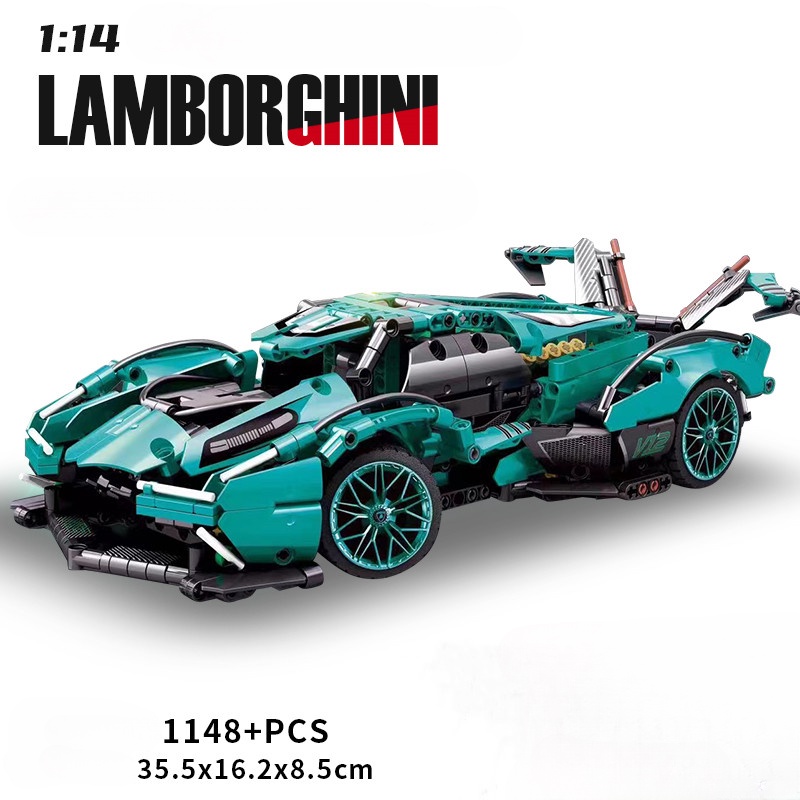 Đồ chơi lắp ráp mô hình siêu xe Technical Lamborghinis V12  1:14 Super Speed Racing Car 22002  1148pcs （phiên bản tĩnh）