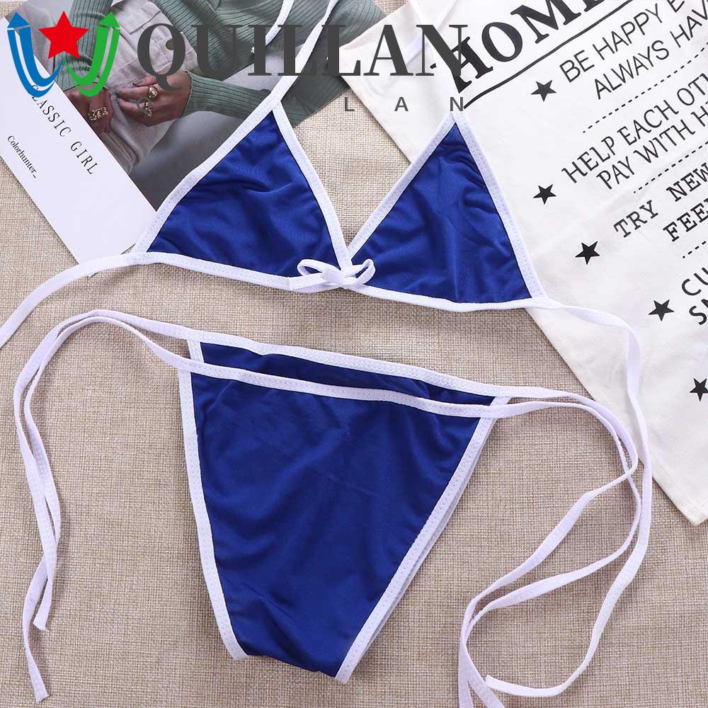 Quillan bộ bikini bãi biển mùa hè màu rắn nữ biquini cosplay bộ đồ tắm