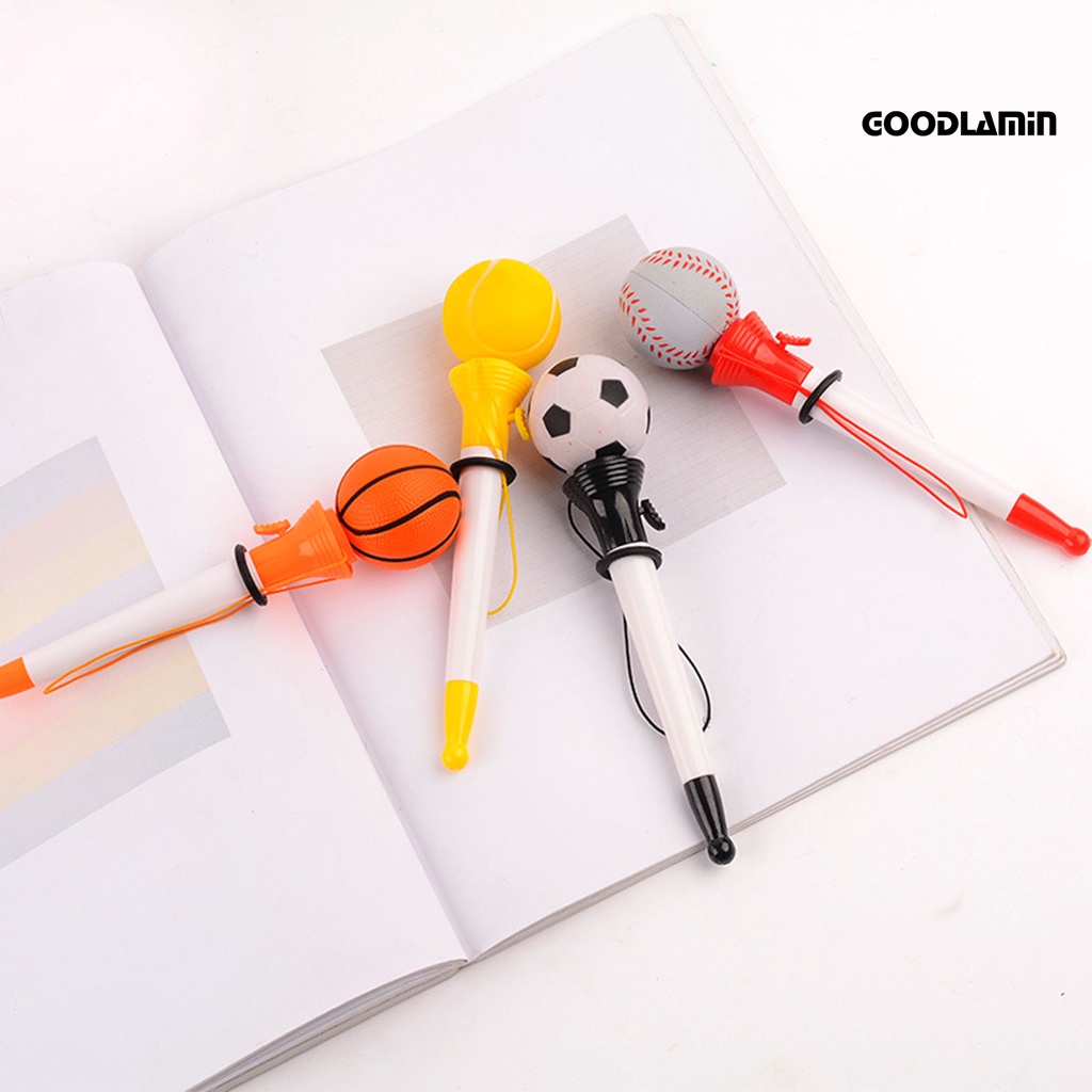 Goodlawjcj bút bi sáng tạo bóng rổ bóng đá tennis hình dạng bóng chuyền giải nén bounce popup bút trung tính