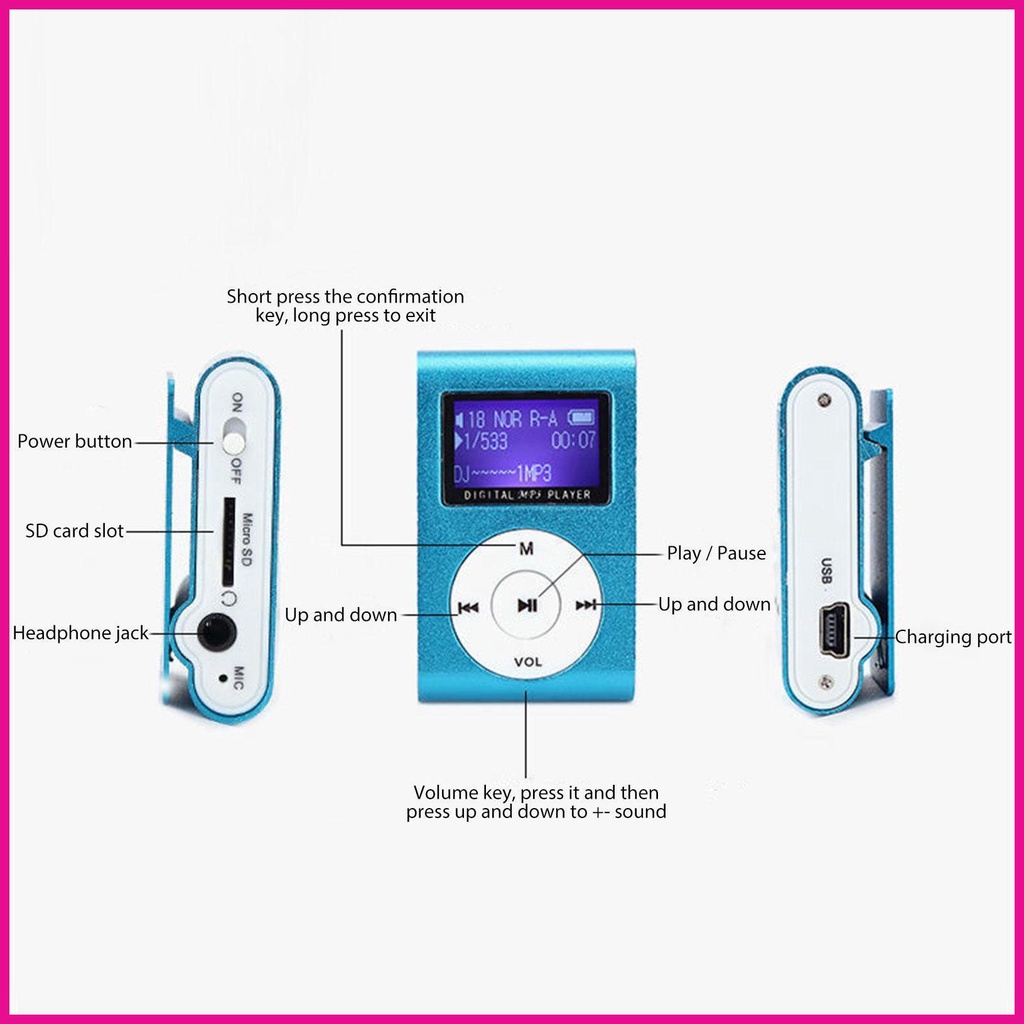Máy nghe nhạc mp3 với màn hình kẹp kim loại máy nghe nhạc mp3 máy nghe nhạc mp3 mini cầm tay cho người lớn và colleage fotvn