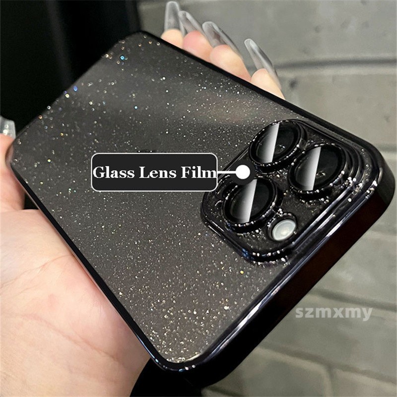 Mạ sang trọng vỏ điện thoại trong suốt long lanh cho iphone 15 14 plus 13 12 pro max siêu mỏng bling vỏ pc acrylic chống va đập